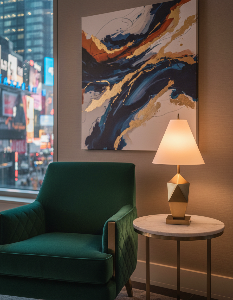 Lounge chair and artwork